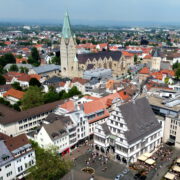 Paderborner Rathaus und Dom aus der Vogelperspektive